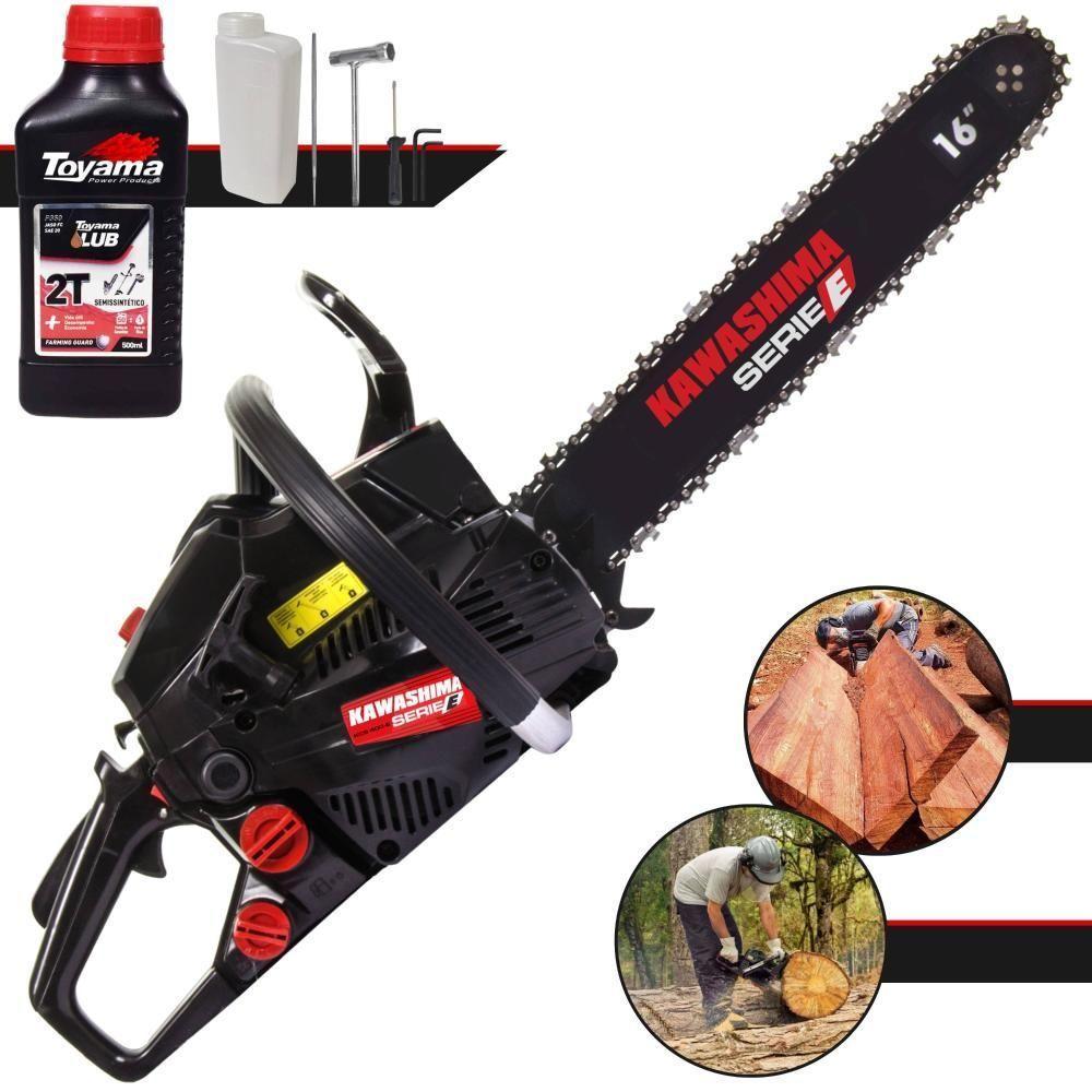 Motosserra Kawashima Kcs 400e à Gasolina 37cc Com Sabre 16 Polegadas - 3300590 + Óleo Toyama Fg50 - 1