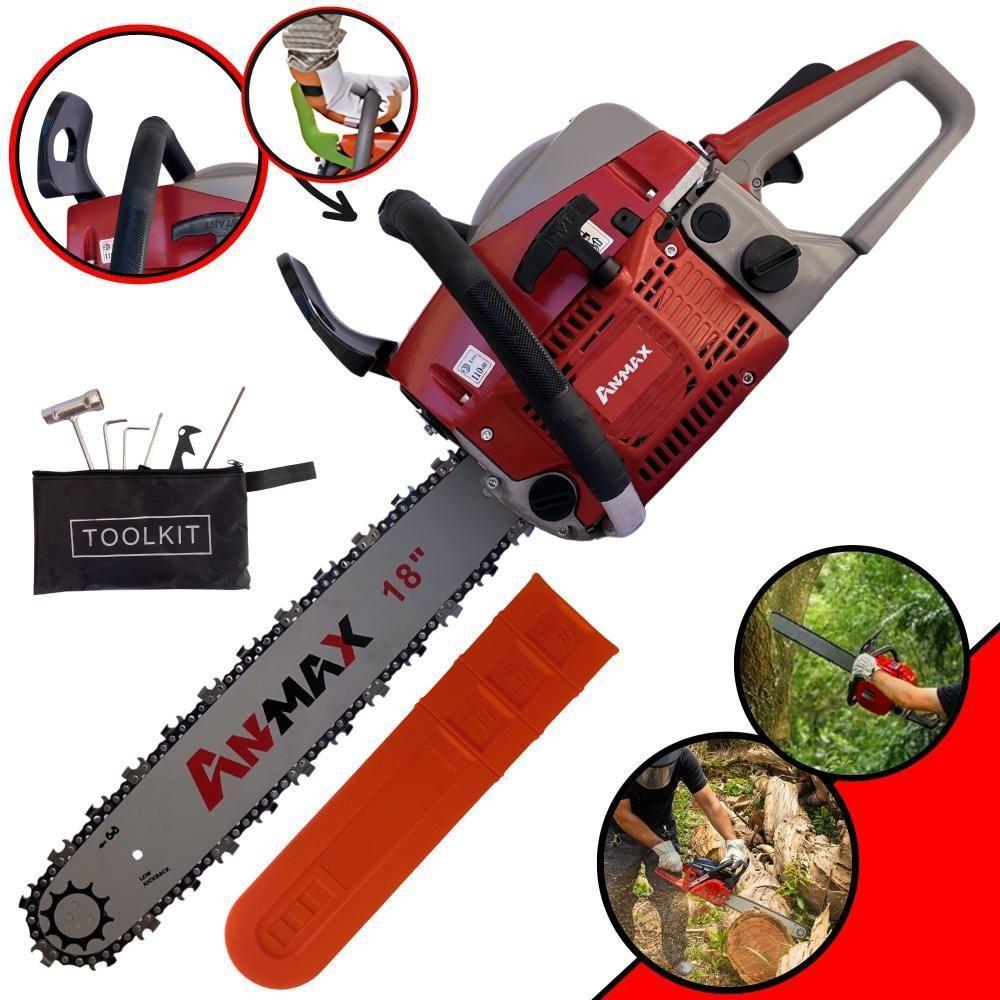 Motosserra Anmax Cs5200b à Gasolina 2t 52cc 2,7hp Sabre 18'' Ponta Rolante Profissional - 1