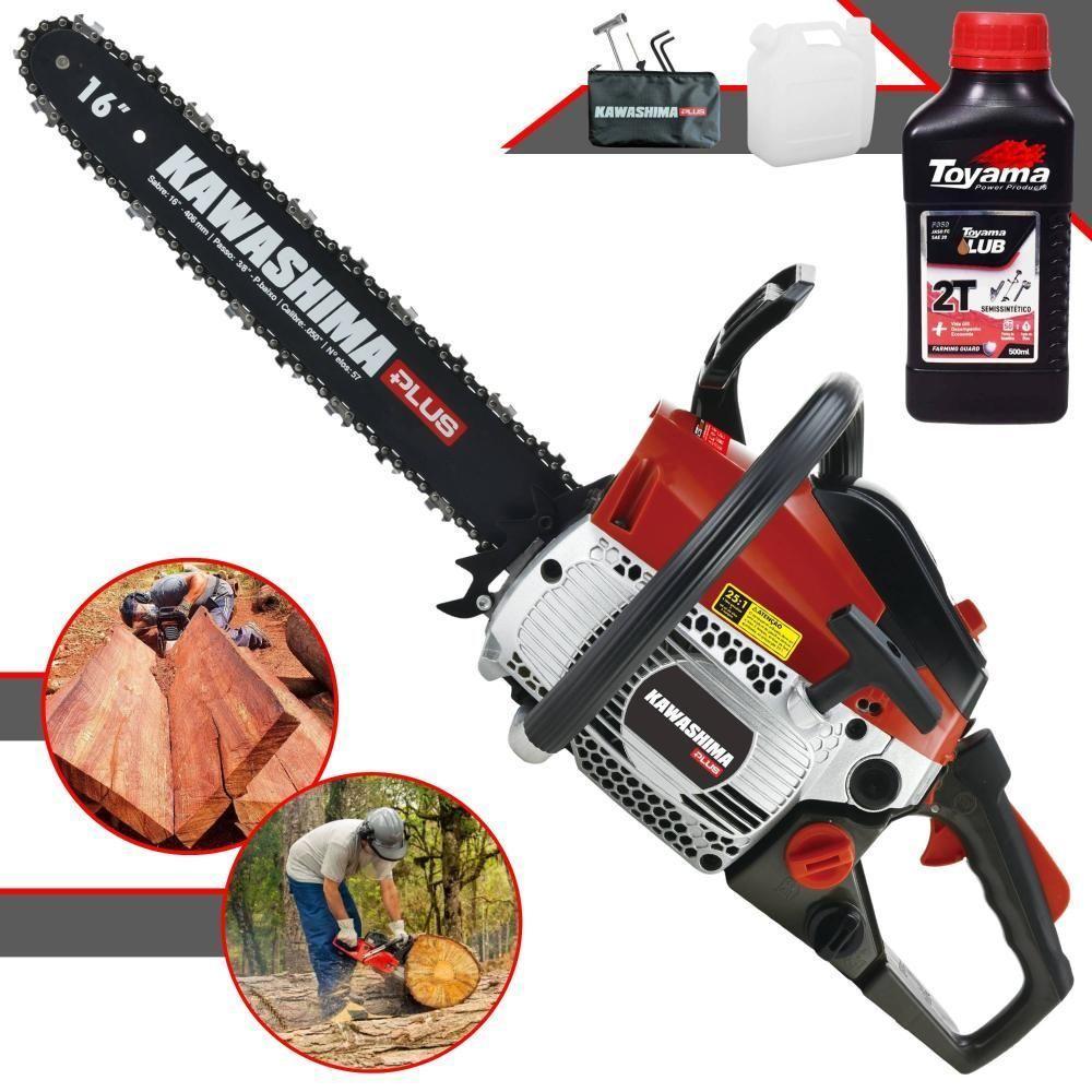 Motosserra Kawashima Kcs380p à Gasolina 37,2cc Com Sabre De 16 Polegadas 6600210 + Óleo Toyama Fg50 - 1
