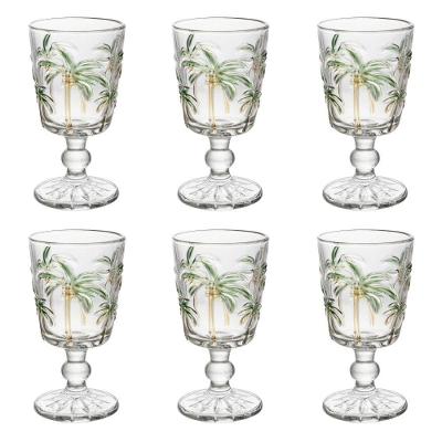 Conjunto 6 Taças água Tropical Palm Hand Painting 310 Ml Lyor