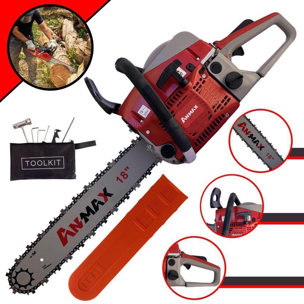 Motosserra Anmax Cs5200b à Gasolina 2t 52cc 2,7hp Sabre 18'' Ponta Rolante Profissional - 1