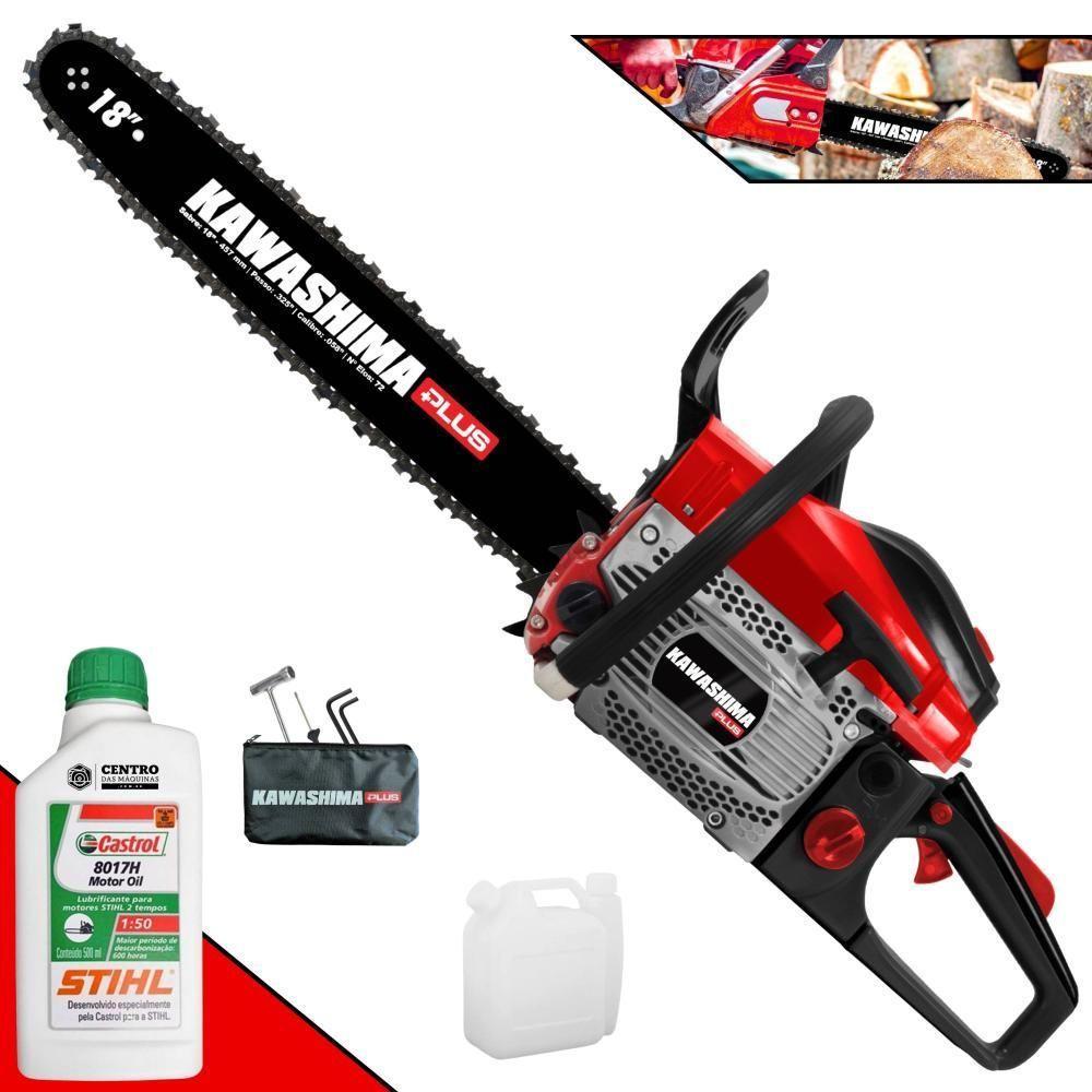 Motosserra Kawashima Kcs550p à Gasolina 54,6cc 2t Com Sabre 18 Polegadas 6600230 + Óleo Stihl 8017 - 1