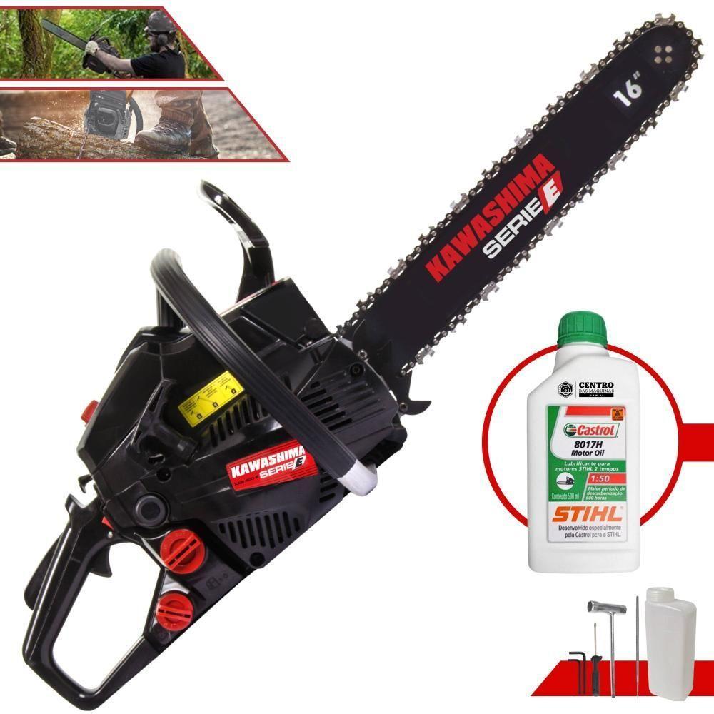 Motosserra Kawashima Kcs 400e à Gasolina 37cc Com Sabre 16 Polegadas - 3300590 + Óleo Stihl 8017 - 1