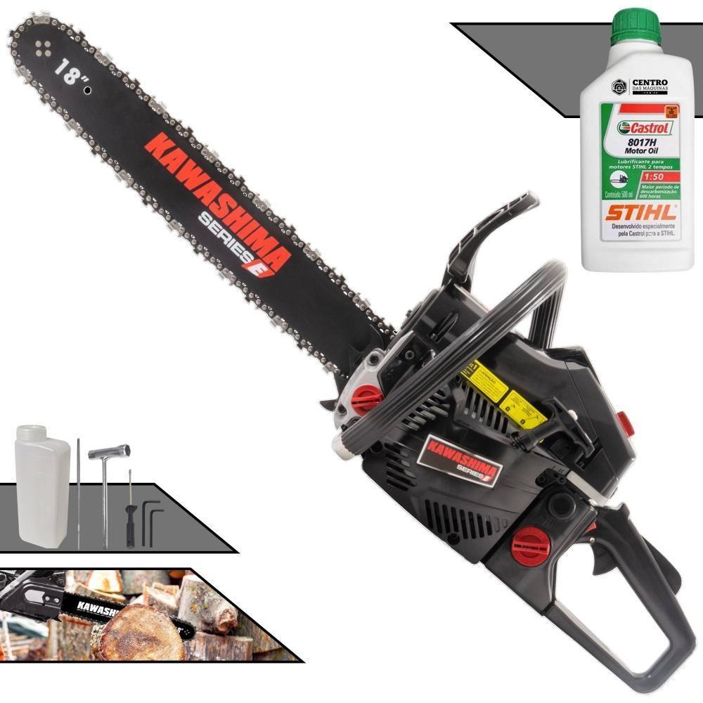 Motosserra Profissional Kawashima Kcs 520e A Gasolina 50.8cc Com Sabre 18 3300660 + Óleo Stihl 8017 - 1