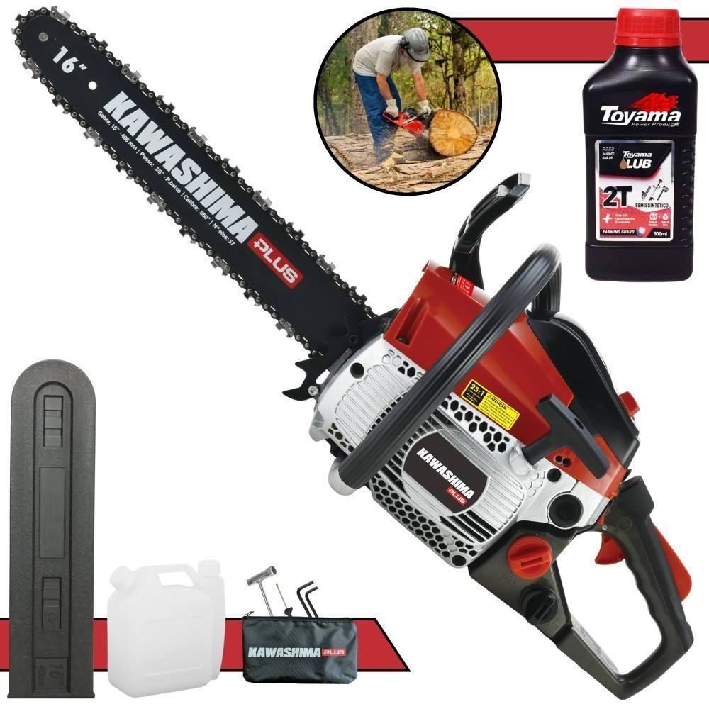 Motosserra Kawashima Kcs380p à Gasolina 37,2cc Com Sabre De 16 Polegadas 6600210 + Óleo Toyama Fg50 - 1