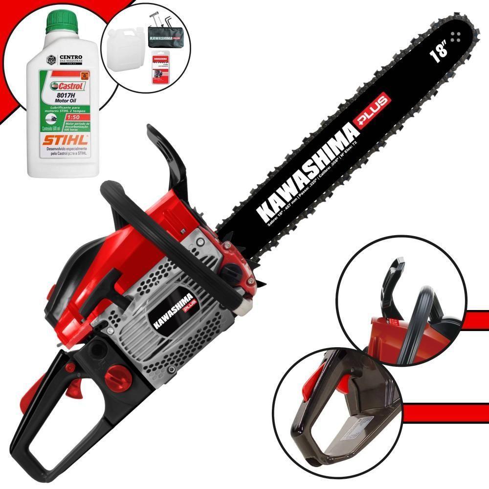 Motosserra Kawashima Kcs550p à Gasolina 54,6cc 2t Com Sabre 18 Polegadas 6600230 + Óleo Stihl 8017 - 1
