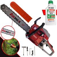 Motosserra Anmax Cs5200b à Gasolina 2t 52cc 2,7hp Sabre 18'' Ponta Rolante Profissional + Óleo Castrol Stihl 500ml - 1