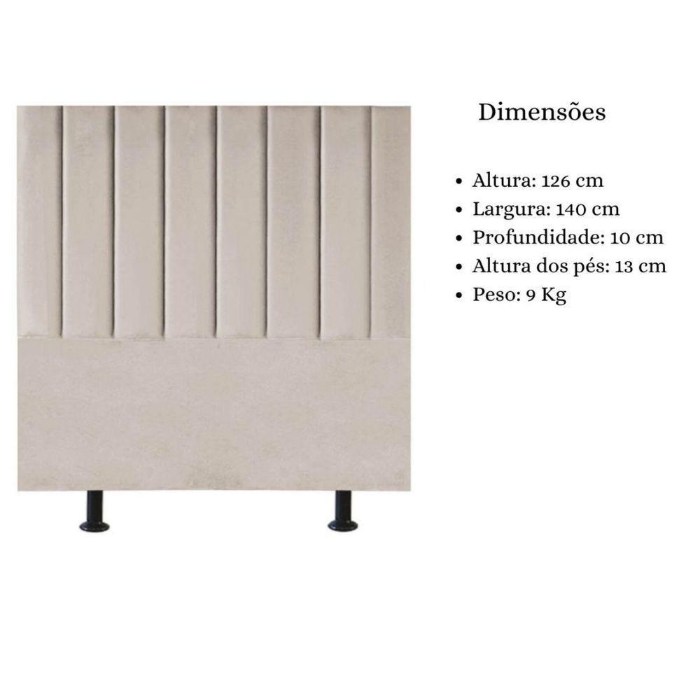 Cabeceira De Cama Casal Box 140 Cm Karla Carla Corino Cor:bege - 4