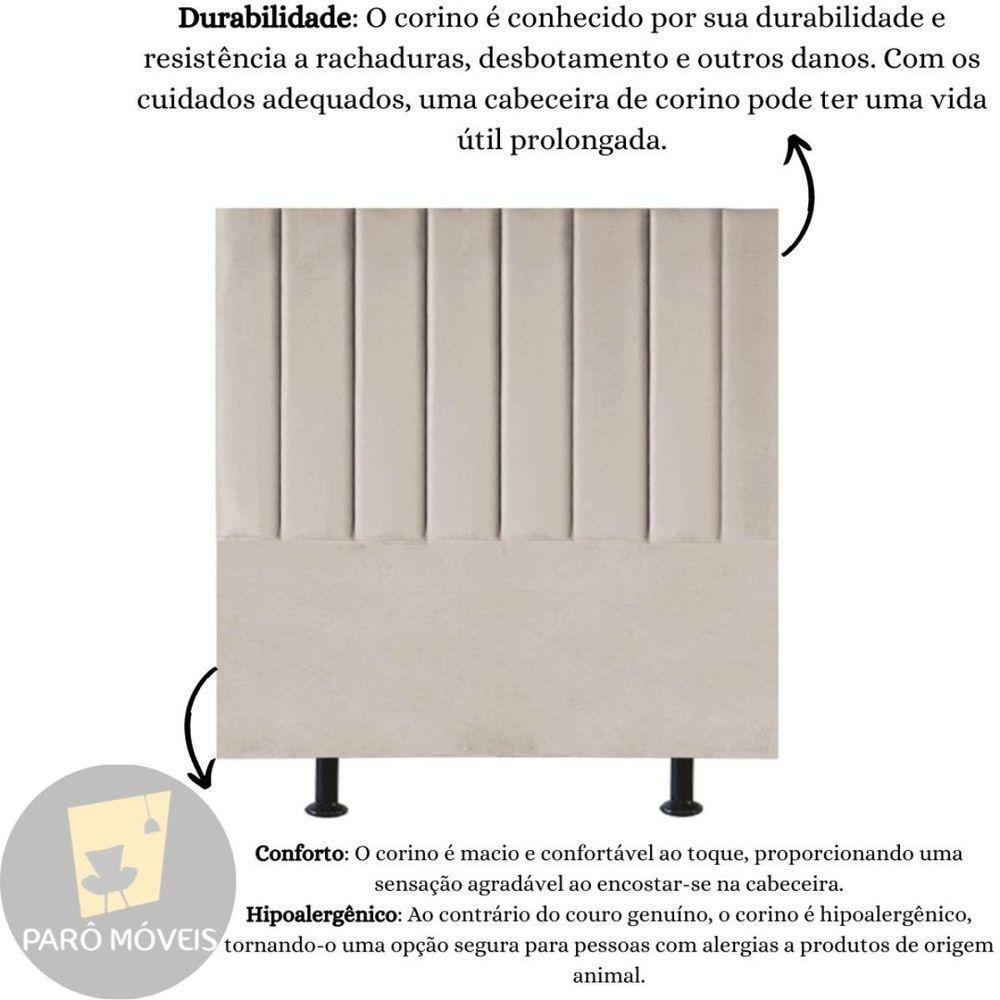 Cabeceira De Cama Casal Box 140 Cm Karla Carla Corino Cor:bege - 6