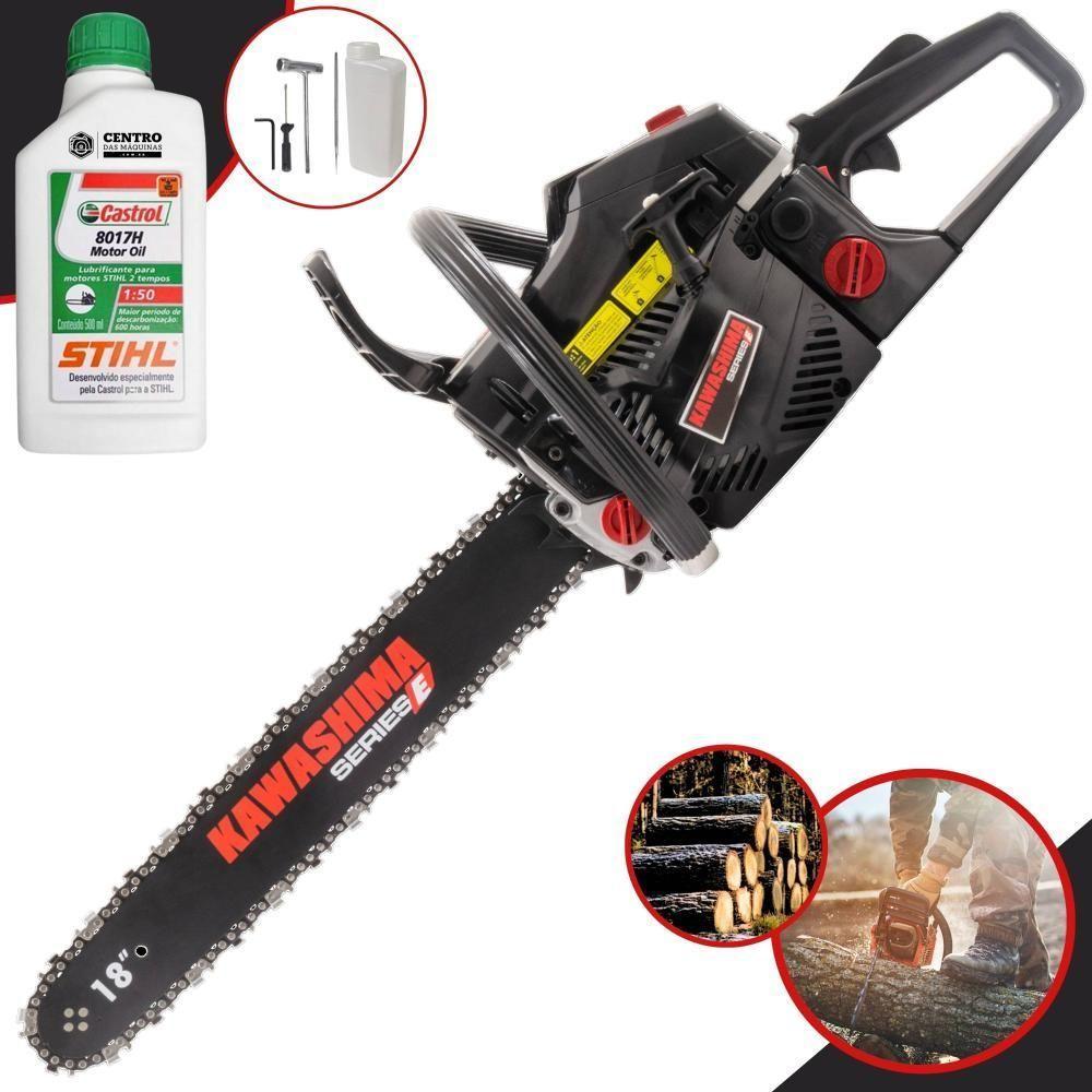 Motosserra Kawashima Kcs 580-e à Gasolina 54cc 2t Com Sabre 18 Polegadas 3300670 + Óleo Stihl 8017 - 1