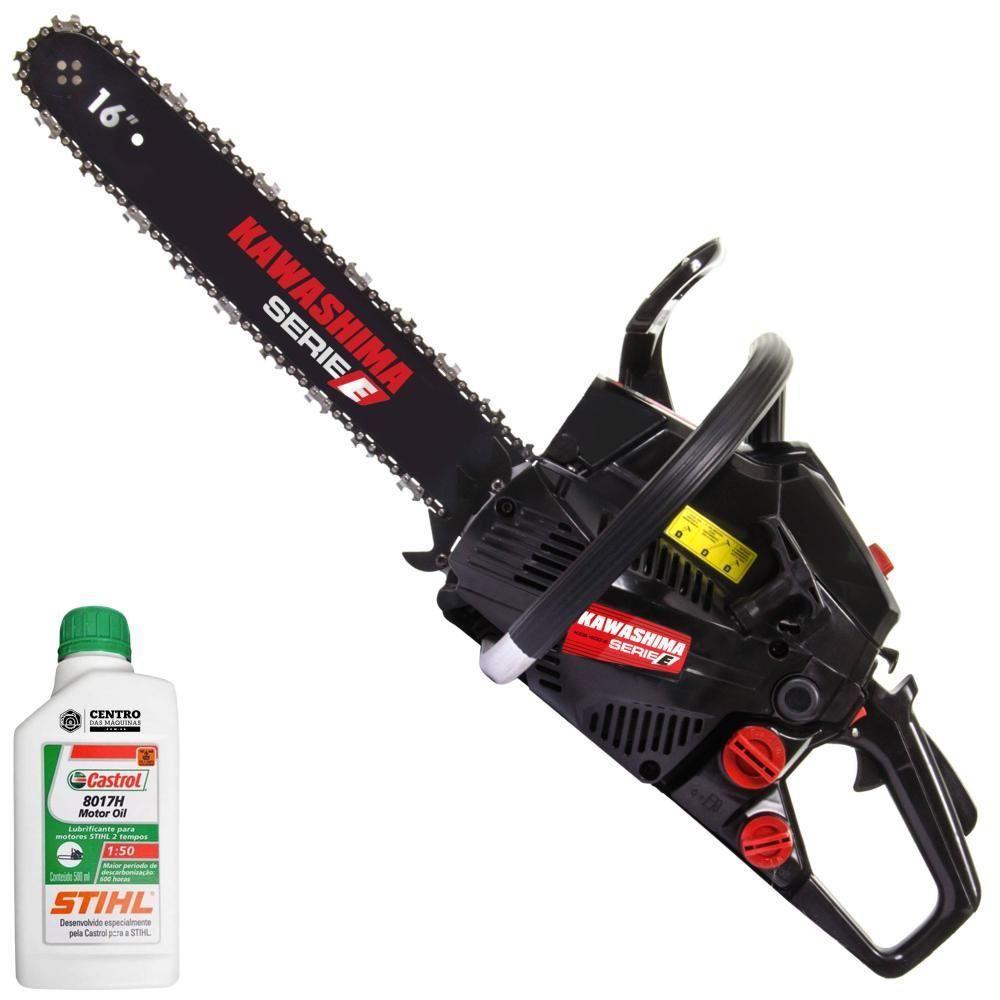 Motosserra Kawashima Kcs 400e à Gasolina 37cc Com Sabre 16 Polegadas - 3300590 + Óleo Stihl 8017 - 3