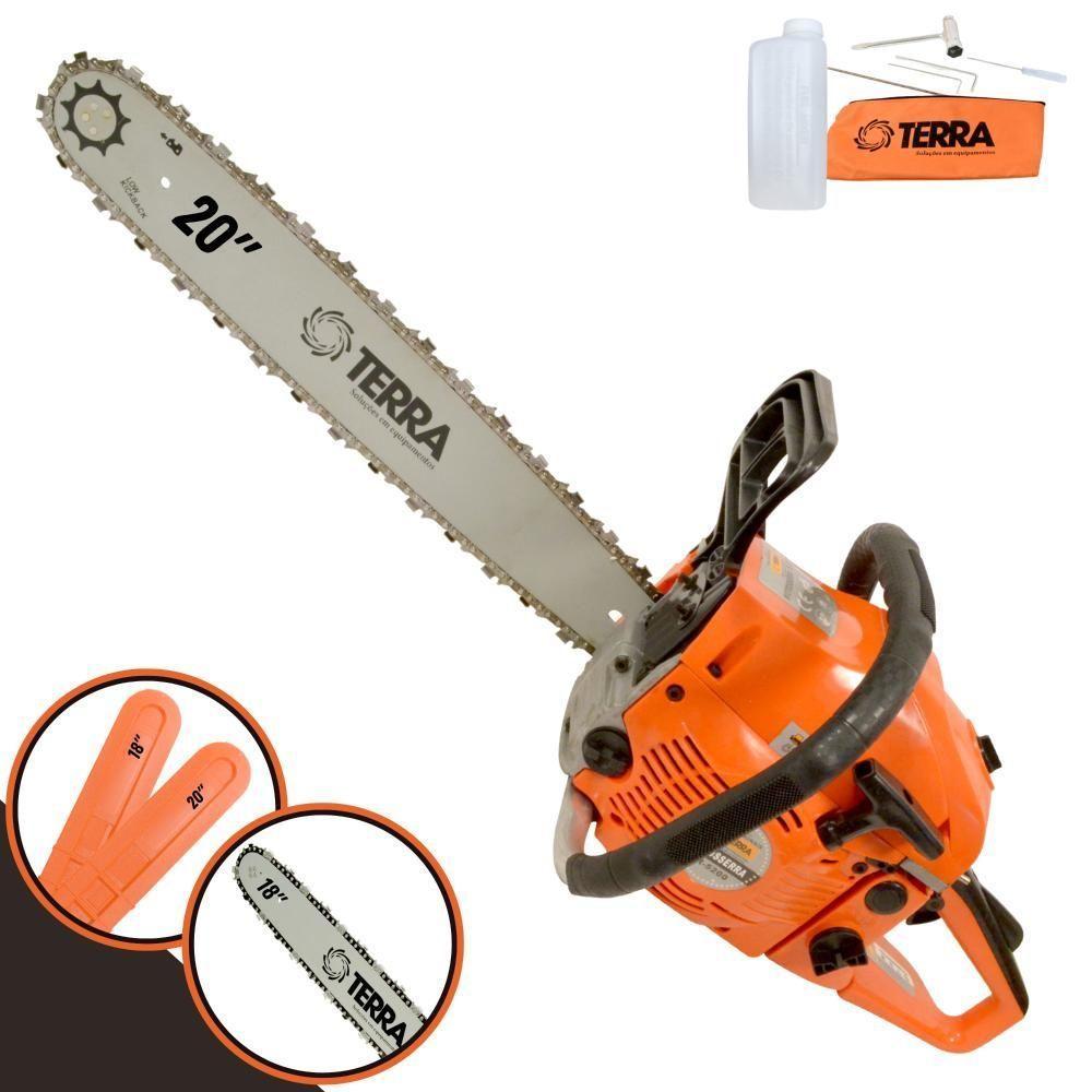 Motosserra Profissional Terra Mt520 à Gasolina 2t 2,5hp 52cc Com Sabre De 18'' E Sabre De 20'' - 1