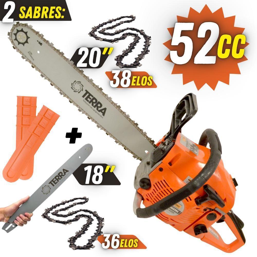 Motosserra Profissional Terra Mt520 à Gasolina 2t 2,5hp 52cc Com Sabre De 18'' E Sabre De 20'' - 2