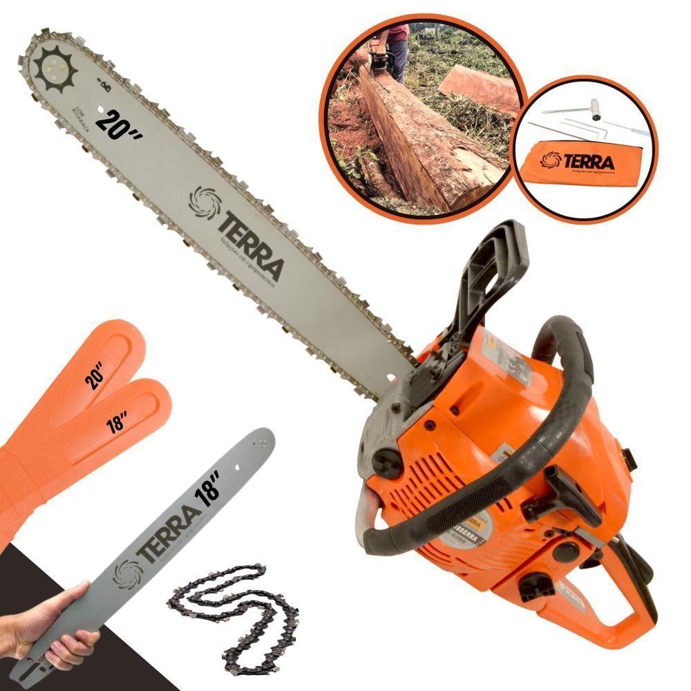 Motosserra Profissional Terra Mt520 à Gasolina 2t 2,5hp 52cc Com Sabre De 18'' E Sabre De 20'' - 1