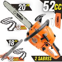 Motosserra Profissional Terra Mt520 à Gasolina 2t 2,5hp 52cc Com Sabre De 18'' E Sabre De 20'' - 2