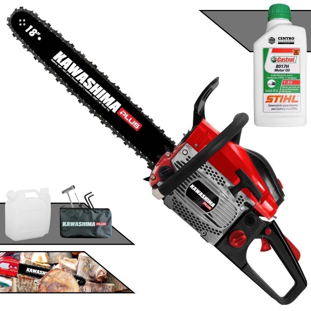 Motosserra Kawashima Kcs550p à Gasolina 54,6cc 2t Com Sabre 18 Polegadas 6600230 + Óleo Stihl 8017 - 1