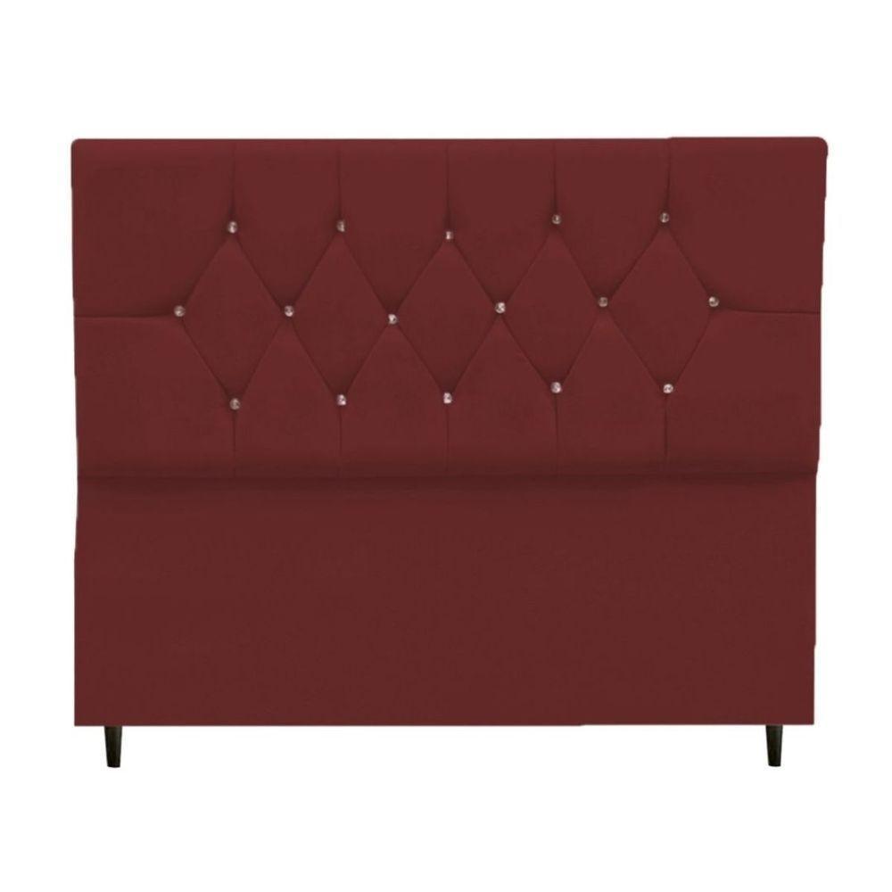 Cabeceira Cama Estofada Box Queen 160 Cm Geovana Suede Bordô - 1