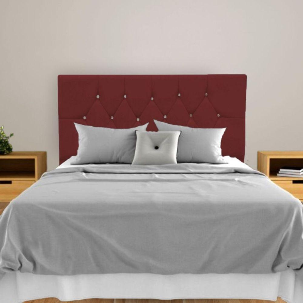 Cabeceira Cama Estofada Box Queen 160 Cm Geovana Suede Bordô - 2