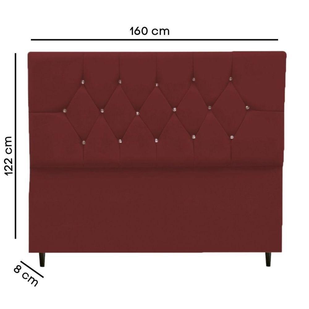 Cabeceira Cama Estofada Box Queen 160 Cm Geovana Suede Bordô - 4
