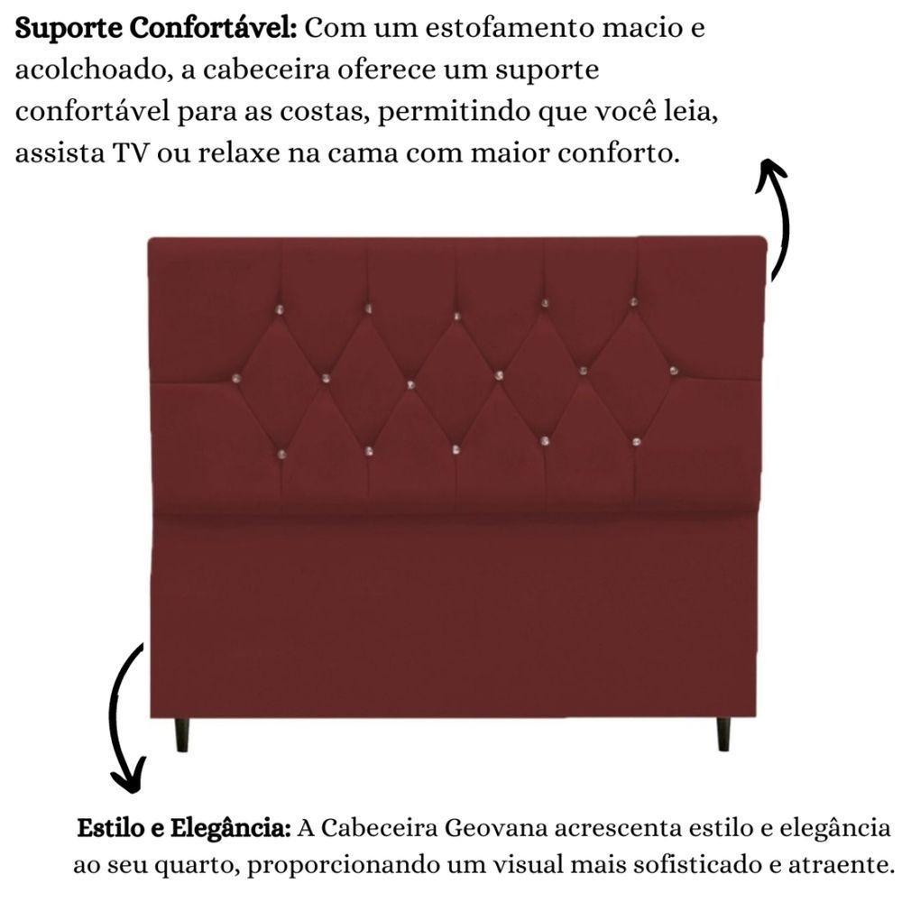 Cabeceira Cama Estofada Box Queen 160 Cm Geovana Suede Bordô - 5