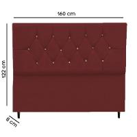 Cabeceira Cama Estofada Box Queen 160 Cm Geovana Suede Bordô