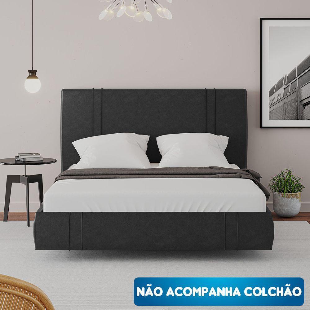 Cama Flutuante Star Queen Size Couro Ecológico Pu - Skybox Pu Preto - 2