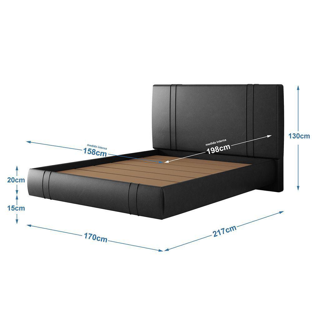 Cama Flutuante Star Queen Size Couro Ecológico Pu - Skybox Pu Preto - 5