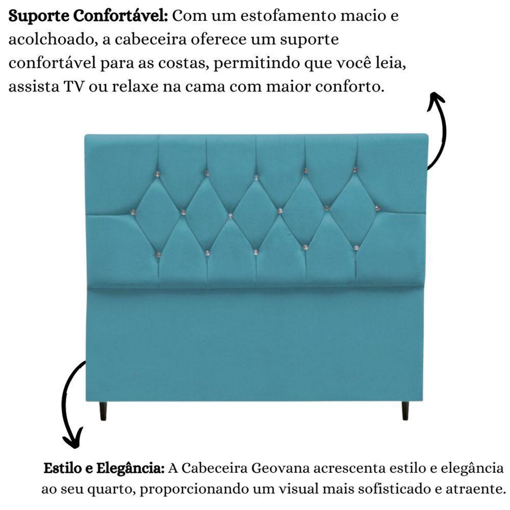 Cabeceira Cama Box King 195 Cm Geovana Suede Azul Turquesa - 4