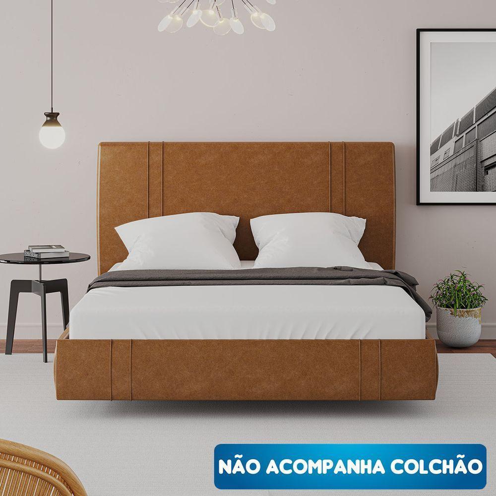 Cama Flutuante Star Queen Size Couro Ecológico Pu - Skybox Pu Caramelo - 3