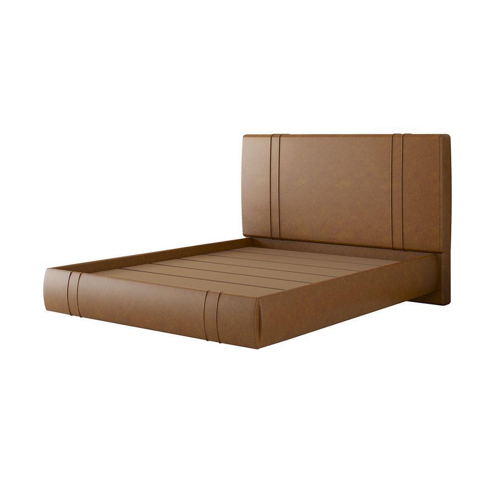 Cama Flutuante Star Queen Size Couro Ecológico Pu - Skybox Pu Caramelo - 6