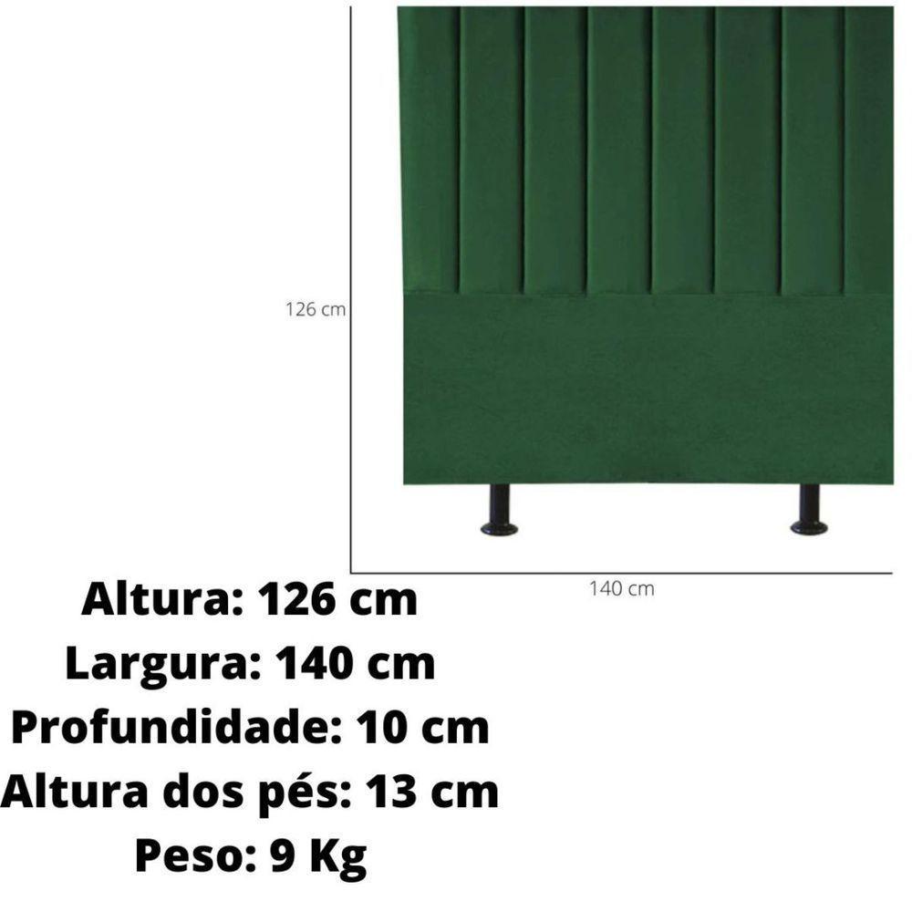 Cabeceira De Cama Casal Box 140 Cm Karla Carla Suede Cor:verde Musgo - 2