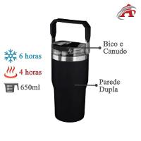Garrafa Copo Térmico Parede Dupla Em Aço Inox Preta 650ml - 2