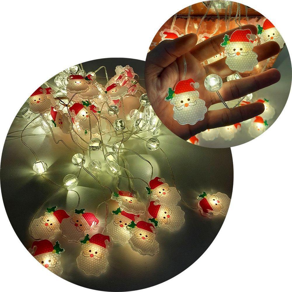 Pisca Cortina Papai Noel Natal 80 Lâmpadas Led 3x1m 110-220v Amarelo - 1