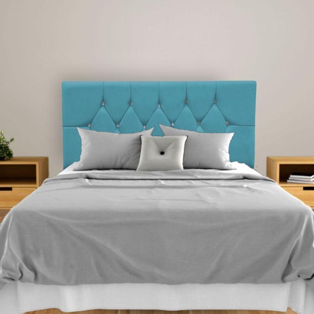 Cabeceira Cama Box Queen 160 Cm Geovana Suede Azul Turquesa - 7