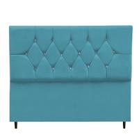 Cabeceira Cama Box Queen 160 Cm Geovana Suede Azul Turquesa - 1