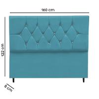 Cabeceira Cama Box Queen 160 Cm Geovana Suede Azul Turquesa - 5