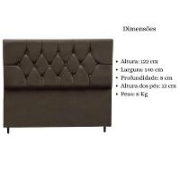 Cabeceira Cama Box Estofada Casal 140cm Geovana Suede Marrom - 2