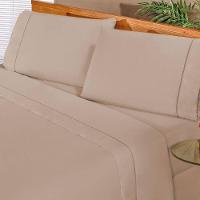 Jogo De Cama Queen Elegance 180 Fios 04 Peças - Cáqui - 1