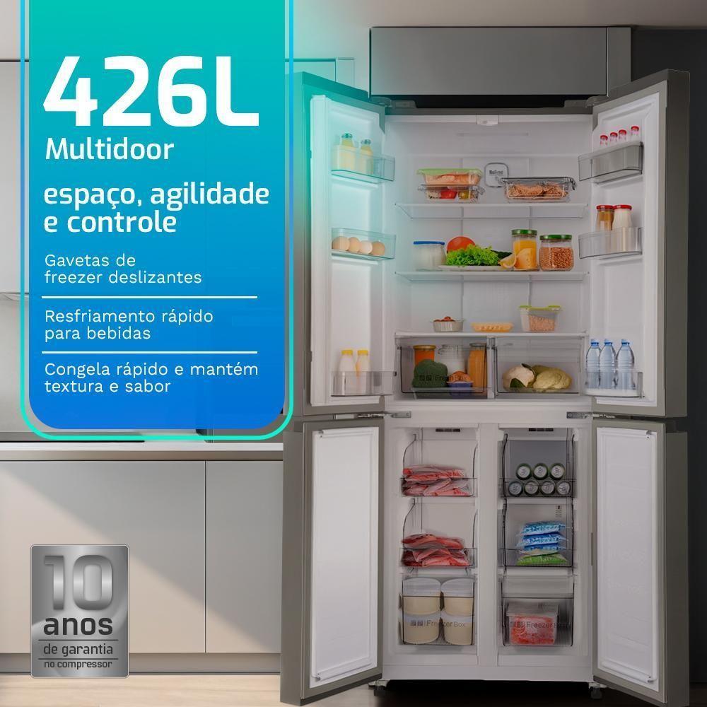 Geladeira Refrigerador HQ Frost Free Inverter Multidoor 426 Litros Inox HQ-426MDFF 110V - 6