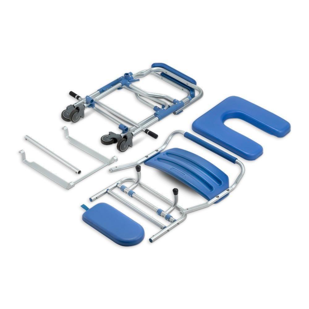 Cadeira De Banho Dellamed Em Alumínio Assento 42cm Até 150 Kg Azul E Cinza D60 - 3