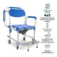 Cadeira De Banho Dellamed Em Alumínio Assento 42cm Até 150 Kg Azul E Cinza D60 - 2