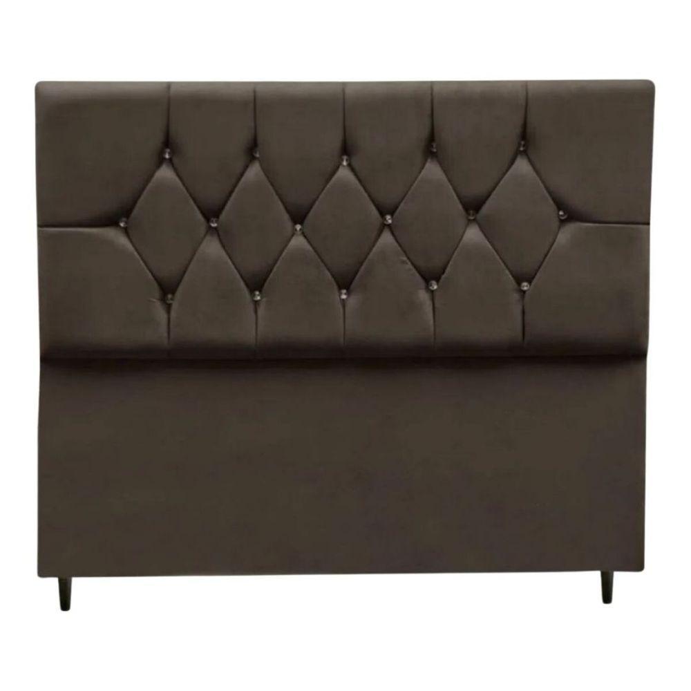 Cabeceira Cama Box Estofada Queen 160 Cm Geovana Suede Marrom - 1