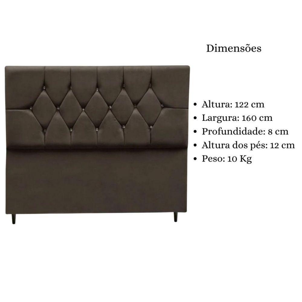Cabeceira Cama Box Estofada Queen 160 Cm Geovana Suede Marrom - 3