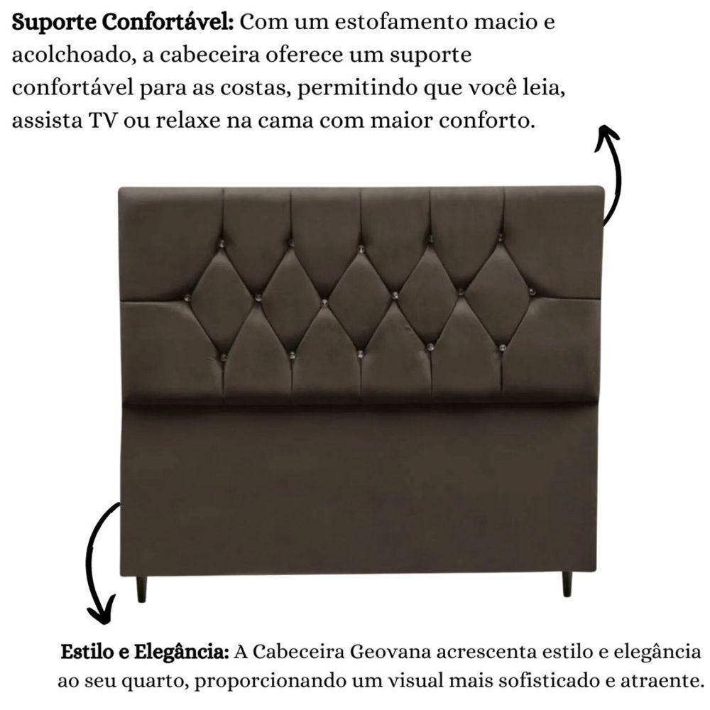 Cabeceira Cama Box Estofada Queen 160 Cm Geovana Suede Marrom - 4