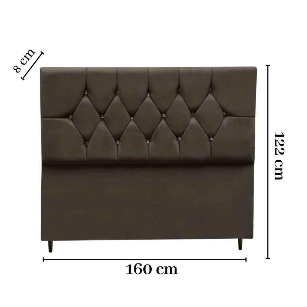 Cabeceira Cama Box Estofada Queen 160 Cm Geovana Suede Marrom - 6