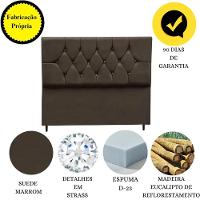 Cabeceira Cama Box Estofada Queen 160 Cm Geovana Suede Marrom - 5