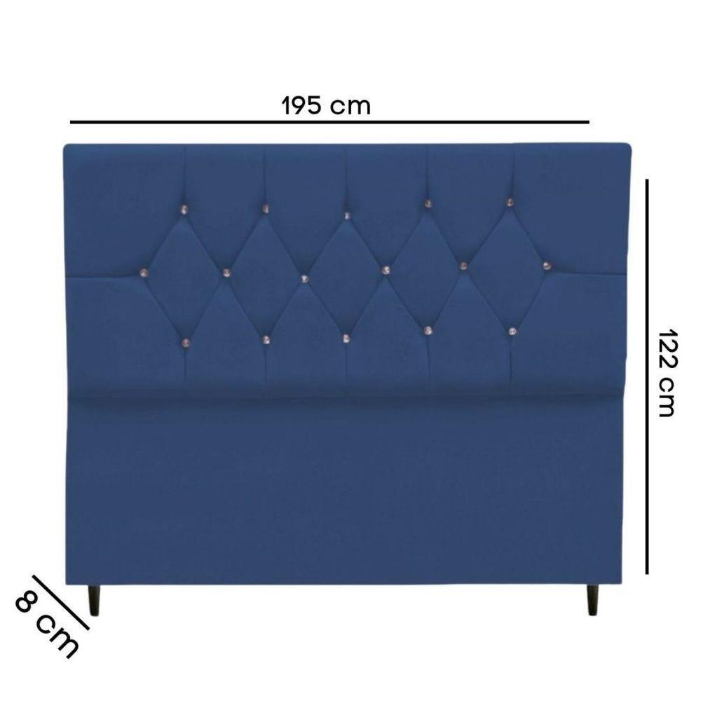 Cabeceira Cama Box King 195 Cm Geovana Suede Azul Marinho - 2