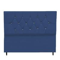 Cabeceira Cama Box King 195 Cm Geovana Suede Azul Marinho - 1
