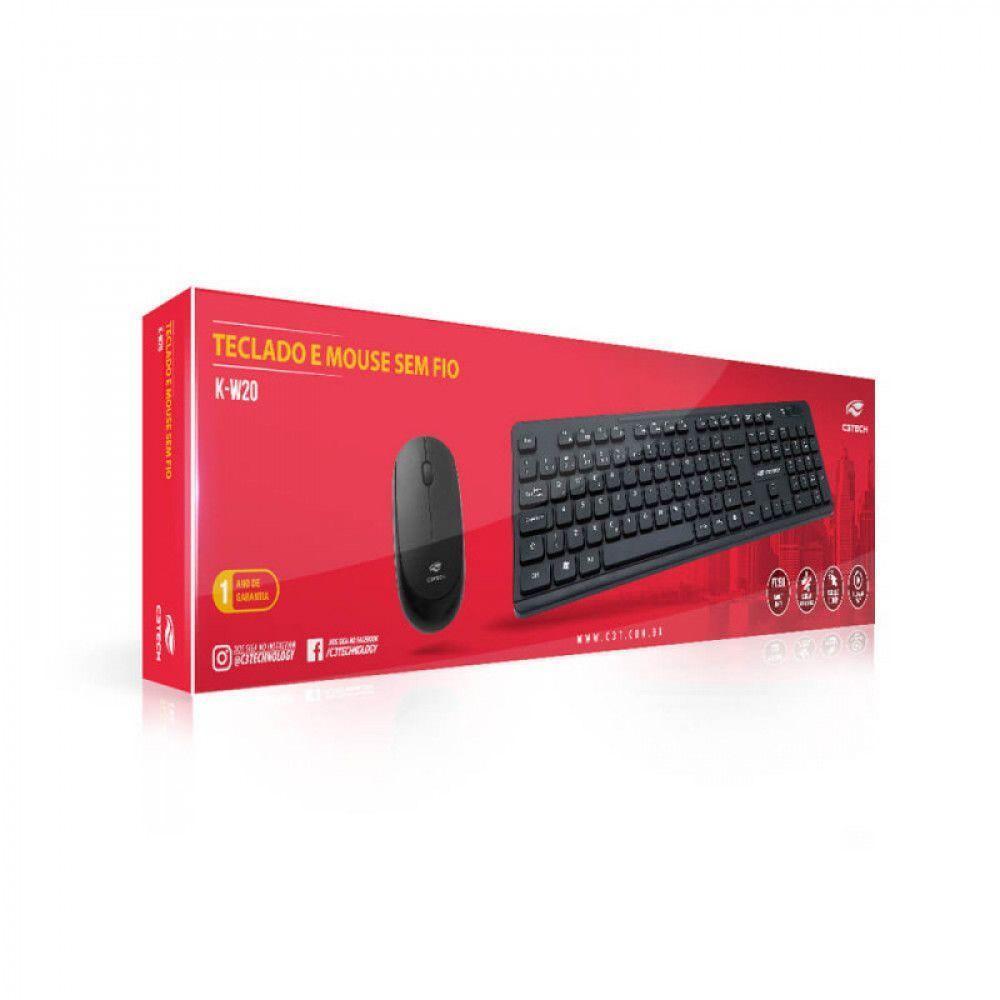 Kit Teclado E Mouse Sem Fio K-w20bk C3tech Preto - 3