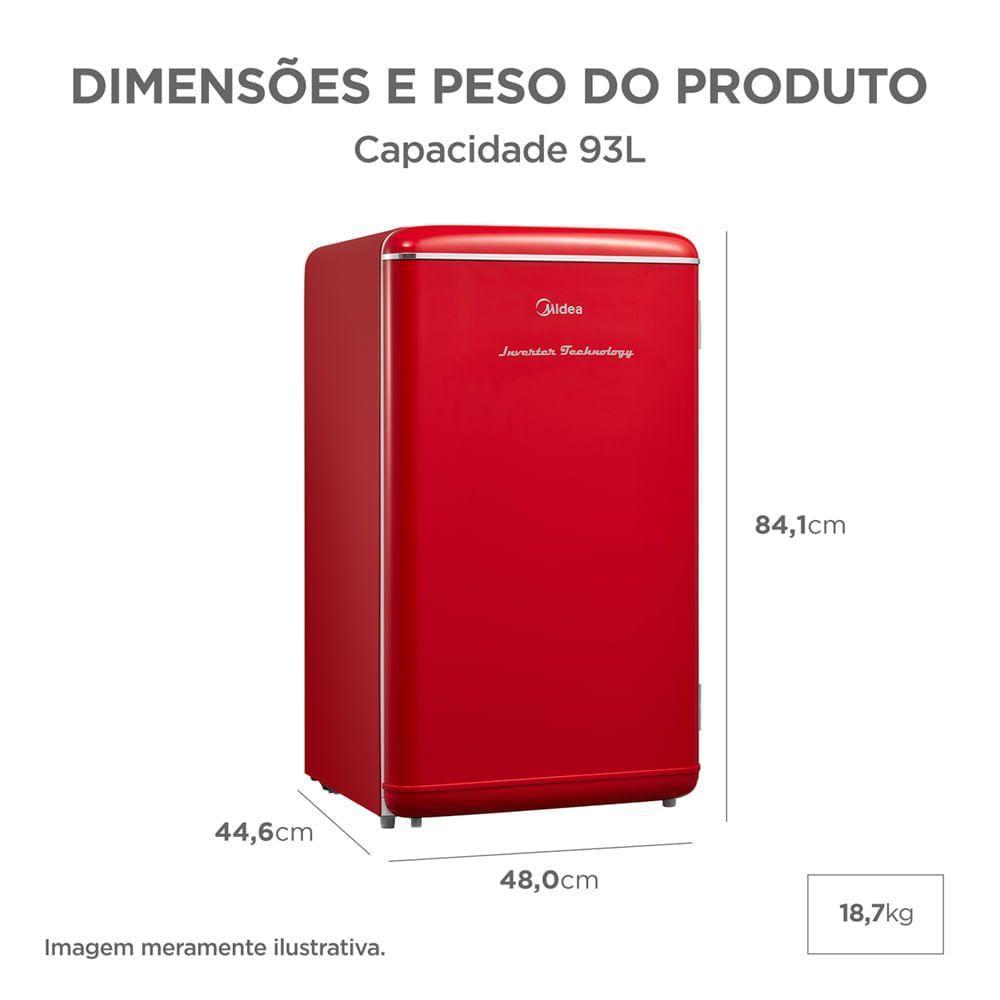 Frigobar Retrô Vermelho 93L Inverter Midea MDRD142RTD323 Bivolt - 10